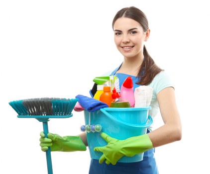 Worker following safe manual handling practice with cleaning equipment